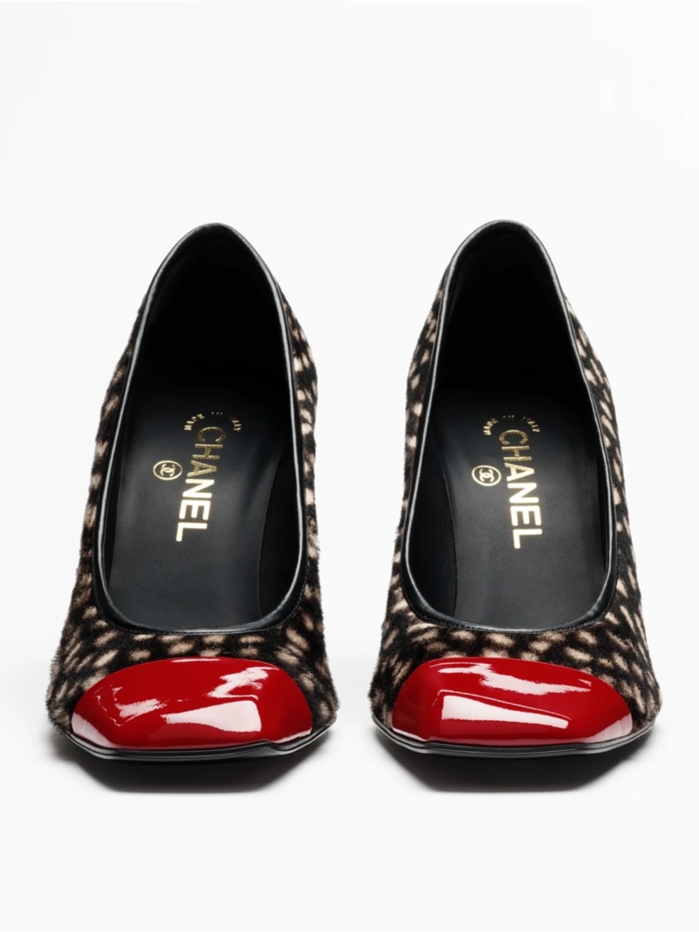CHANEL Women's Pony Hair and Red Patent Cap-Toe Pumps - Picture 3 of 4